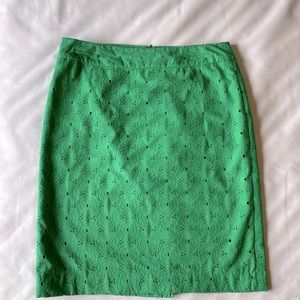 Talbots Green Eyelet Pencil Skirt, size 6